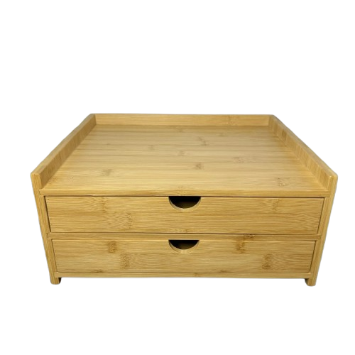 Prosumer’s Choice Wooden Desk Organizer With Two Drawers Monitor Display Bamboo