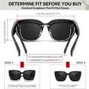 TJUTR Polarized Sunglasses Fit Over Glasses for Women, Oversized Driving Sun Glasses with Rhinestone Designer Style (A2 Black/Grey)