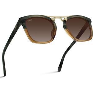WMP Eyewear - Women's Oversized Polarized Sunglasses: Square Vintage Style with Metal Double-Bar Bridge
