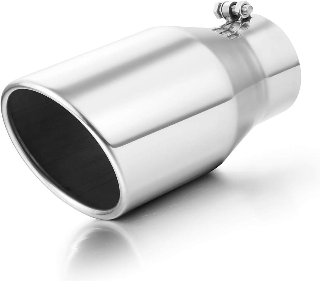 A-KARCK Exhaust Tip 4" Inlet to 6" Outlet, 12" Overall Length Exhaust Tailpipe Tip Polished Bolt On Design Protect Tailpipe