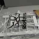 Fldofaves Dog Gate - 18"-45" Adjustable Extra Wide Metal Baby Gate to Step Over, 10" Tall Small Pet Gate with 3 Extension Kits, Pressure Mounted for Doorways & Stairs (White)