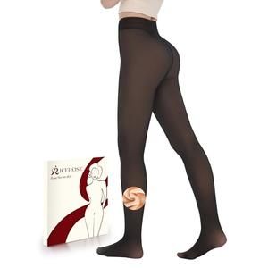 IceROSE Fleece Lined Tights Women - Sheer Black Thermal Leggings Thick Warm Pantyhose Fake Translucent Dress for Cold Winter, Size: X-Large-XX-Large Plus