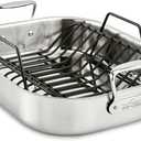 All-Clad Specialty Stainless Steel Roaster and Nonstick Rack 16x13x5 Inch Oven Broiler Safe 600F Roaster Pan, Pots and Pans, Bakeware, Turkey, Silver