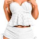 Boy Short Bikini Sets, 2 Piece Modest High Waisted, Going Out Vacation, Underwire Swimsuits Boyshort Bathing Suit (Medium, White)