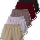 Real Essentials 5 Pack: Womens Dry-Fit Dolphin Shorts Athletic Running Workout Gym Lounge Active Casual (2X, Set 6)