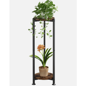 YIZAIJIA Plant Stand Indoor Corner Tall 2 Tier Metal Modern Flower Storage Plant Shelf Holder for Living Room Balcony Garden,Black (2 TierBlack Round)