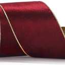 4" Burgundy Velvet Gold Glitter Backing Wired Ribbon 10 Yards for Christmas Wedding Wreath Gift Wrapping Home Dcor DIY