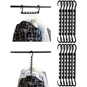 Mr. Pen- Space Saving Hangers for Clothes, to 20pcs, Black, Plastic Multi Clothes Hangers Space Saving, 6 Slots, 360° Rotating Hooks