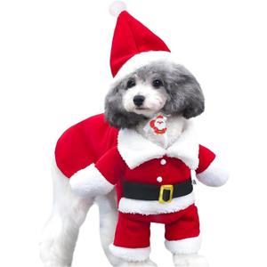 Pet Christmas Costumes, Dog Santa Claus Hoodies Outfits Cat Xmas Costume Pet Cosplay Clothes with Pendant for Small Dogs Cats (S)