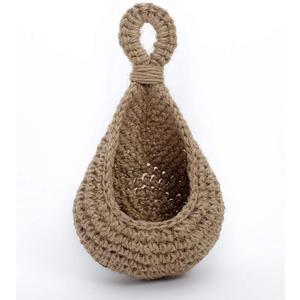 Medium Jute Hanging Basket Wall planters-Wall Planter, Teardrop Hanging Baskets for Plants Succulent Wall Decor, Hanging Herb Pot Holder 4 inch outside diameter for in/Outdoor Fence Planter