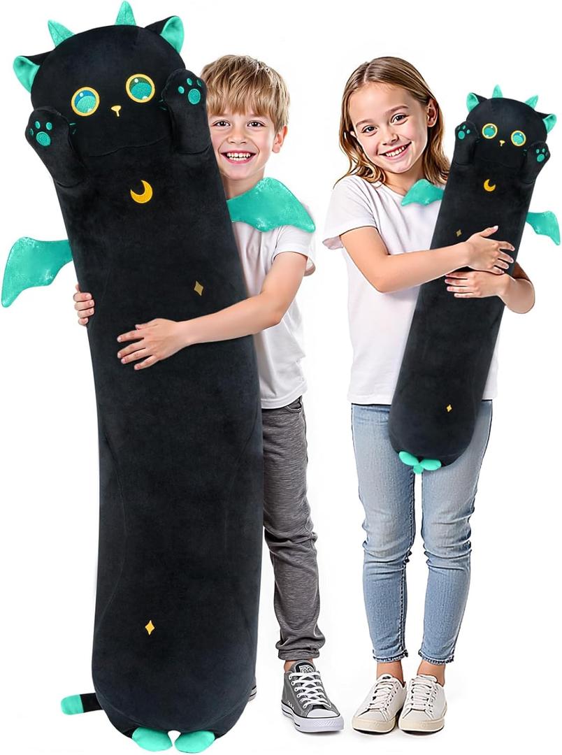 Mewaii Long Cat Plush 5 Sizes, 120% Extra Filling Giant Plushness Kids Body Pillow, Kawaii Cute Big Eyes Cat Stuffed Animals Plushies, Big Long Body Pillow Cat Plush Gift for Girls 44 (43.3in/110cm)