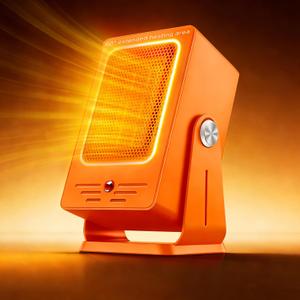 Portable Space Heater for Indoor Use,Desktop Heater with PTC 2s Fast Heating, 60 Adjustable Angle Design Small Electric Heater Lightweight for Personal, Office,Room,Orange (Medium)