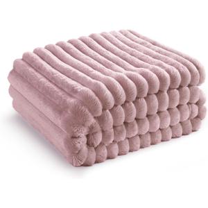 Bedsure Pink Fleece Blanket for Couch - GentleSoft Cozy Soft Blankets for Women, Cute Small Throws for Girls, Pink Decor Gifts for Home Room Office, 50x60 Inches