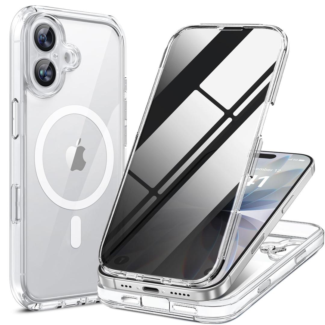 Miracase Magnetic for iPhone 17 Case with Privacy Screen Protector [Compatible with MagSafe],Full Camera Protection and Full Body Shockproof Bumper 17 Phone Cover 6.3", Clear
