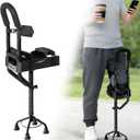 Hands Free Knee Crutch with Stable 4-Prong Base, Lightweight Aluminum,Left/Right Leg Support for Foot & Ankle Surgery Recovery,Not for Elderly or Balance-Impaired,Includes Bonus Spare Pad Set