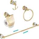 WINCASE Gold Bathroom Accessories, Adjustable Crystal Towel Bar Set, Golden Hardware Set Hand Towel Ring Racks Paper Holder Hook Wall Mounted