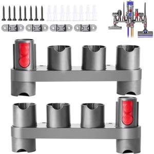 Premium Accessory Holders for Dyson Vacuum Cleaners - Wall Mount and Docking Station Organizer for Dyson V15 V7 V8 V10 V11 Model, with 10 Storage Adapters (2 Pack)