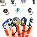 7 PCS Silicone Anime Halloween Straw Covers, Reusable Straws, Cute Straw Tips, 7 Count