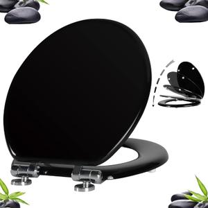 Angel Shield Round Toilet Seat Wood Molded UV Lid Soft Close