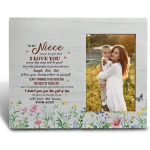Niece Wooden Picture Frame, 4x6 Inch, Aunt And Niece Gift, Perfect For Birthdays, Weddings, Anniversaries, 9.8 x 7.9 Inches