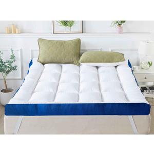 WhatsBedding 5 Inch Memory Foam Queen Mattress Topper 100% Cotton Top, Filled with Breathable & Soft Memory Foam Pillow Top,4 Elastic Straps, 80x60x5 Inch, Queen