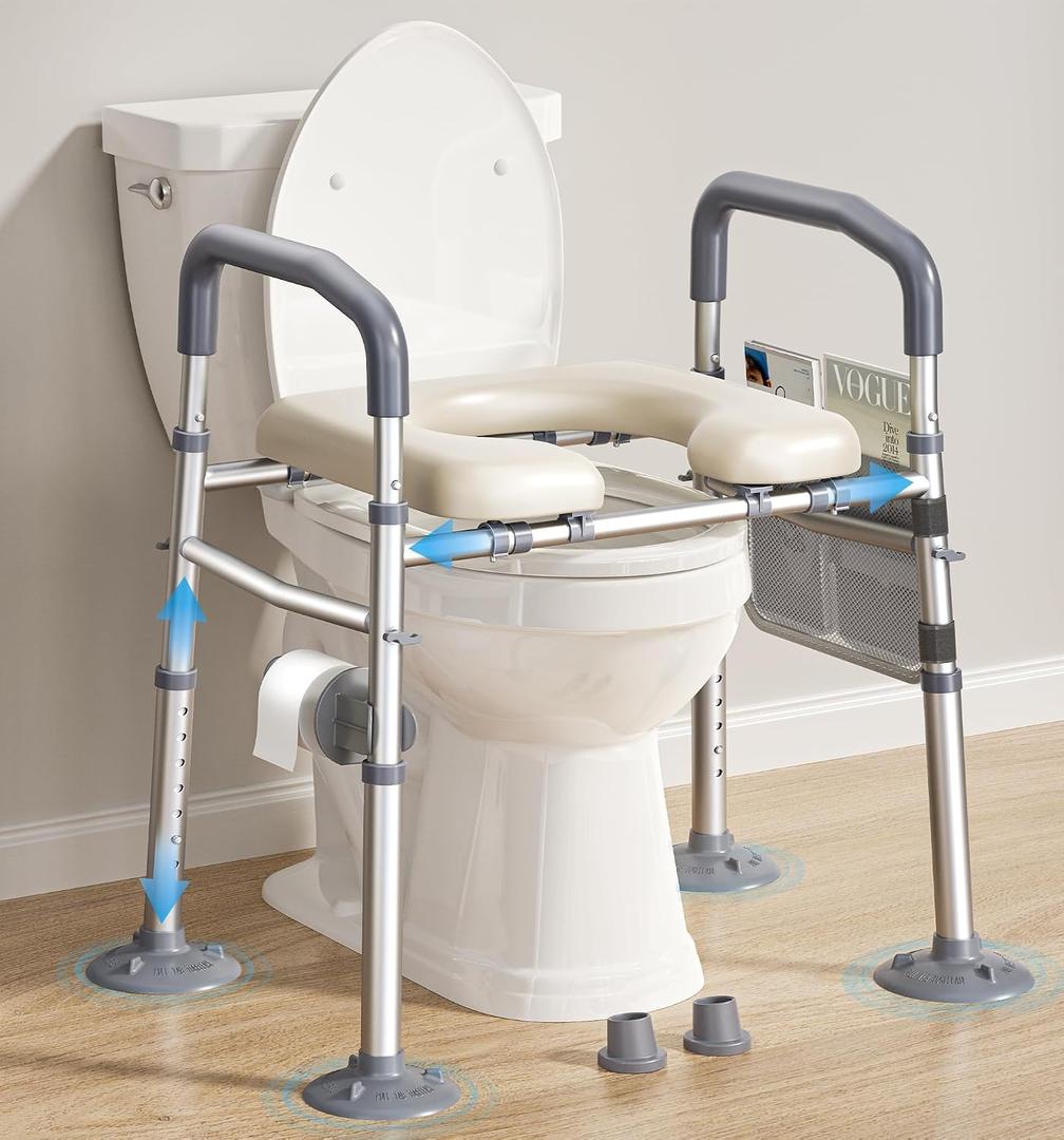 Raised Toilet Seat Risers with Handles for Seniors, White