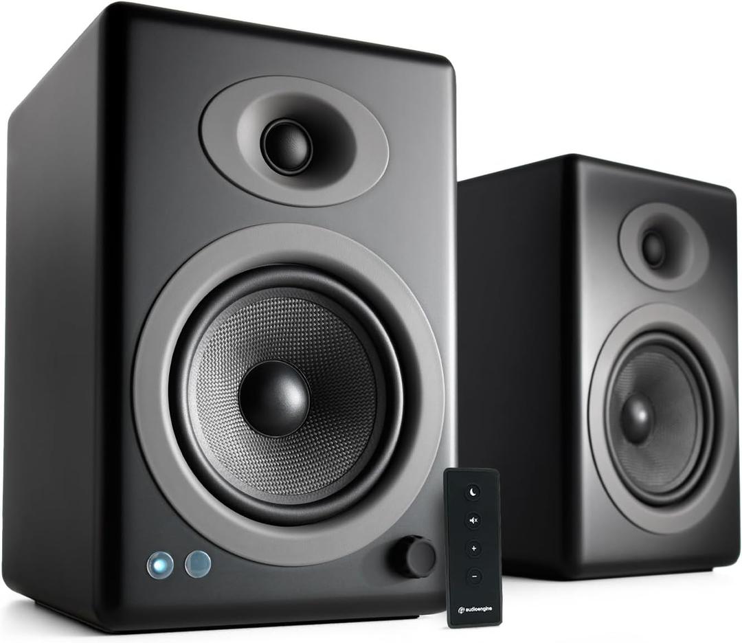 Audioengine A5+ Powered Bookshelf Speakers - Premium 150W Stereo Speakers for Music, Gaming, Turntables, Home Theater Systems - Powerful Studio Monitors (Black)