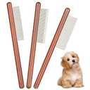 3 pcs Solid Wood Dog CombStainless Steel Teeth Comfort and safety, Removes Tangles and Loose Fur Grooming Comb for Small Medium Pets