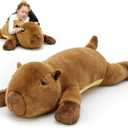 MaoGoLan 39.4" Capybara Plush Pillow, Cute Capybara Stuffed Animal, Soft Sleeping Capybara Throw Pillow Birthday Christmas Festival Gifts for Kids Adults (Dark Brown)