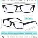 Yexiya 50 Pack Reading Glasses Bulk for Men Women Frame Eyeglasses with Spring Hinge Traditional Readers for Office Home (EXP 02/05/29) +3.00
