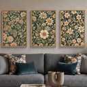 HPINUB Vintage Wildflower Flowers Framed Canvas Wall Art Set,Modern Botanical Floral Wall Decor,Retro Neutral Flower Artwork,Boho Mid Century Plant Art Prints for Living Room,Bedroom,Office-16 x24 x3