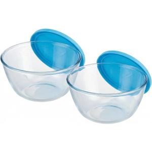 Glass Sourdough Mixing Bowls with Lids, 2-Pack Large Capacity Clear Bowls, 4.76 Quart for Bread Making, Perfect for Mixing, Proofing, Storing Dough