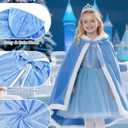 Century Star Girls Fur Princess Cape with Hooded Cloak for Little Girls Christmas (4-5T, Blue)