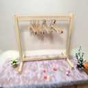 Doll Clothes Hanger Dolls Garment Rack with 10 Pcs Wooden Clothes Hanger Small Wooden Clothing Rack for Dollhouse