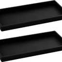 2PCS 11.8 L x 5 W Silicone Soap Dispenser Tray, Bathroom Sink Vanity Trays for Dresser Tops, Toilet, Small Black Tray for Scrubber, Lotion Bottles, Perfume, Jewelry, Candle, Key Trinket Ring-Black