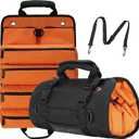 Tool Roll Bag, Tool Bag Organizer, Tool Carrier Roll UP Storage Pouches with 6 Zipper Pockets & Strap, Gifts for Men Mechanic Electrician Hobbyist (Orange)
