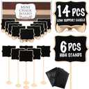 LotFancy 20 Pack Mini Chalkboard Signs with Support Easels and 10 Extra Stickers, Food Labels for Party Buffet Table, Weddings, Table Numbers, Message Board and Event Decorations