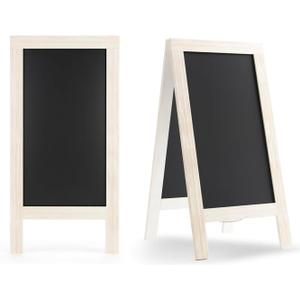 Sandwich Board 40"x20" 2Pack Solid Pine Wood Rustic White, Chalk Board Signs Outdoor, Chalkboard Easel, Menu Chalkboard