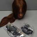 26''Real Hair Mannequin Head,TopDirect 100% Amber Brown Hairdresser Cosmetology Mannequin Doll Head Styling,Manikin Heads Hairs Braiding DIY Styling with Clamp Holder and Tools Set
