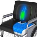 Wheelchair Cushions, 18''x16''x 3'' Gel Wheelchair Seat Cushion with Lumbar Pillow, (2-Piece Set) for Relieve Sciatica, Back, Coccyx, Pressure Sore, Pressure Relief, with Anti-Slip Cover, Strap