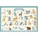 60 Pack Disposable Placemats for Baby & Toddle, Sticky Kids Placemat for Picnic Table, Party, Travel, 12" x 18" Restaurant Table Mats, Animal Alphabet Theme