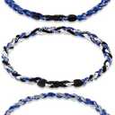 Junkin Baseball Necklaces Three Braided Rope Titanium Necklace for Team Gifts Boys Men Player Softball Fans Sports