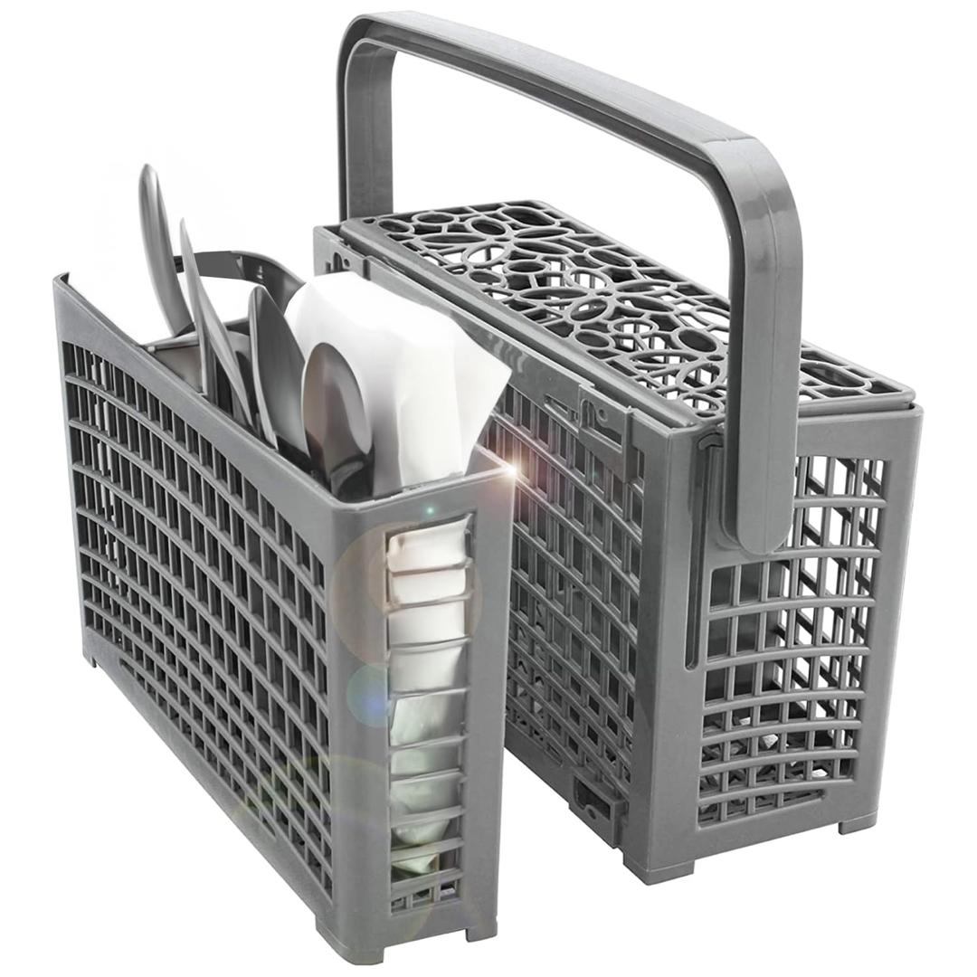 Noa Store Dishwasher Silverware Cutlery Basket (Gray Detachable) - Universal Organizer Basket for Small Items -Fits Most Dishwasher Models - Foldable & Portable Rack - Organize and Separate Silverware