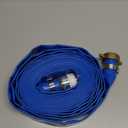 DAVCO 1.25" ID x 25 ft Pool Backwash Hose, Heavy Duty Reinforced Blue PVC Lay Flat Water Discharge Pump Hoses For Swimming Drain Pools and Clean Filters, with Brass NPT Pin Lug and KC Nipple Fittings