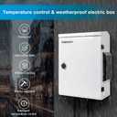 Outdoor Electrical Box with Thermostat and Fan, Cold-Rolled Steel Plate, Aluminum Alloy Back Beam, One-Piece Ventilation Design, IP65 Waterproof, Wall/Pole Mounted. (19.6" x 15.7" x 7.9")