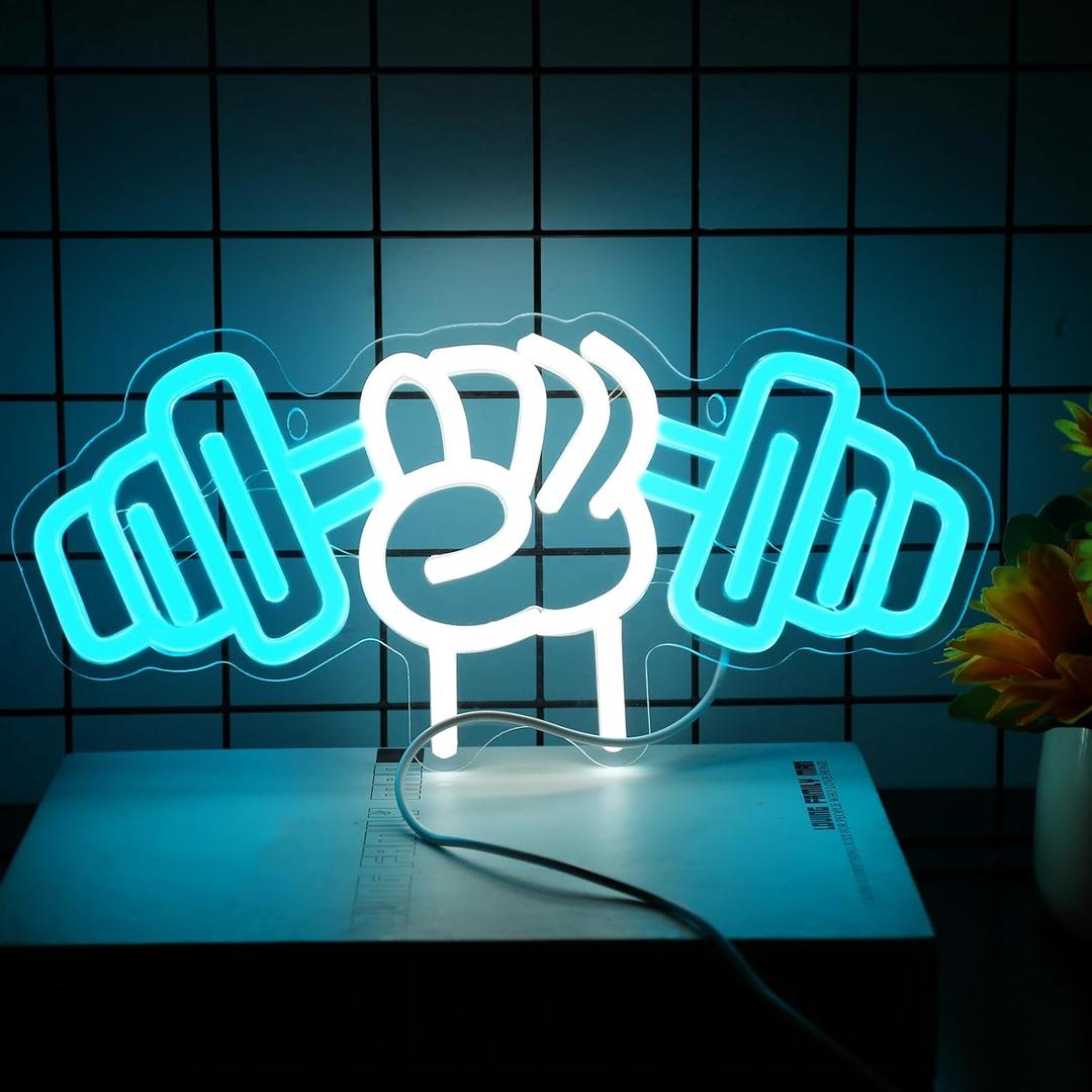 Dumbbell Neon Sign For Home Dcor, Bedroom Decor, Led Sign, Room Neon Sign, Gym Decor, Sports Neon Sign, Men Women Wall Decor Gift, Size 12''