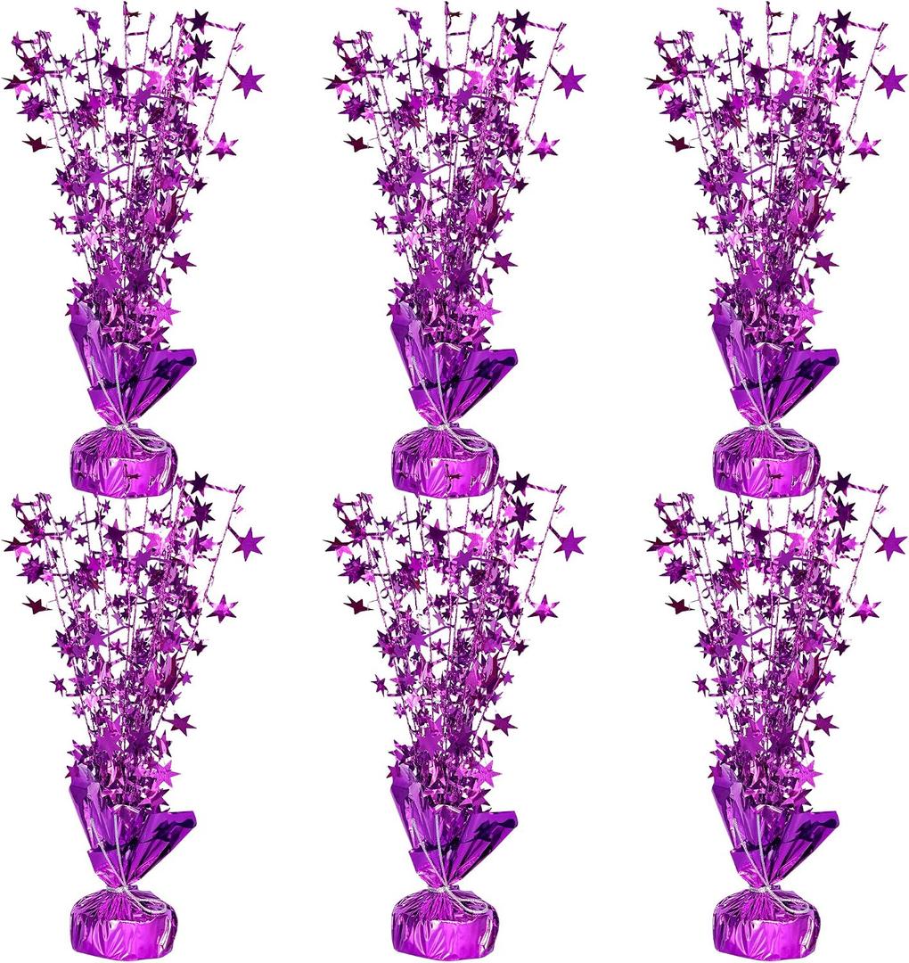 Gyufise 6 Pack Metallic Foil Spray Centerpiece Star Table Decoration Burst Table Centerpieces Table Decor for Birthday Wedding Anniversary Graduation Holiday Party Supplies Purple