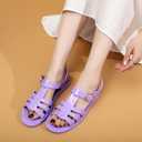 Toddler Sandals Jelly Shoes Girls Unisex Boy Flat Retro Slides Clear Kids Water Slippers Slingback Summer Beach Size 8 Adjustable Buckle Glitter Dress Soft (10 Women/9 Men, Adult Purple)