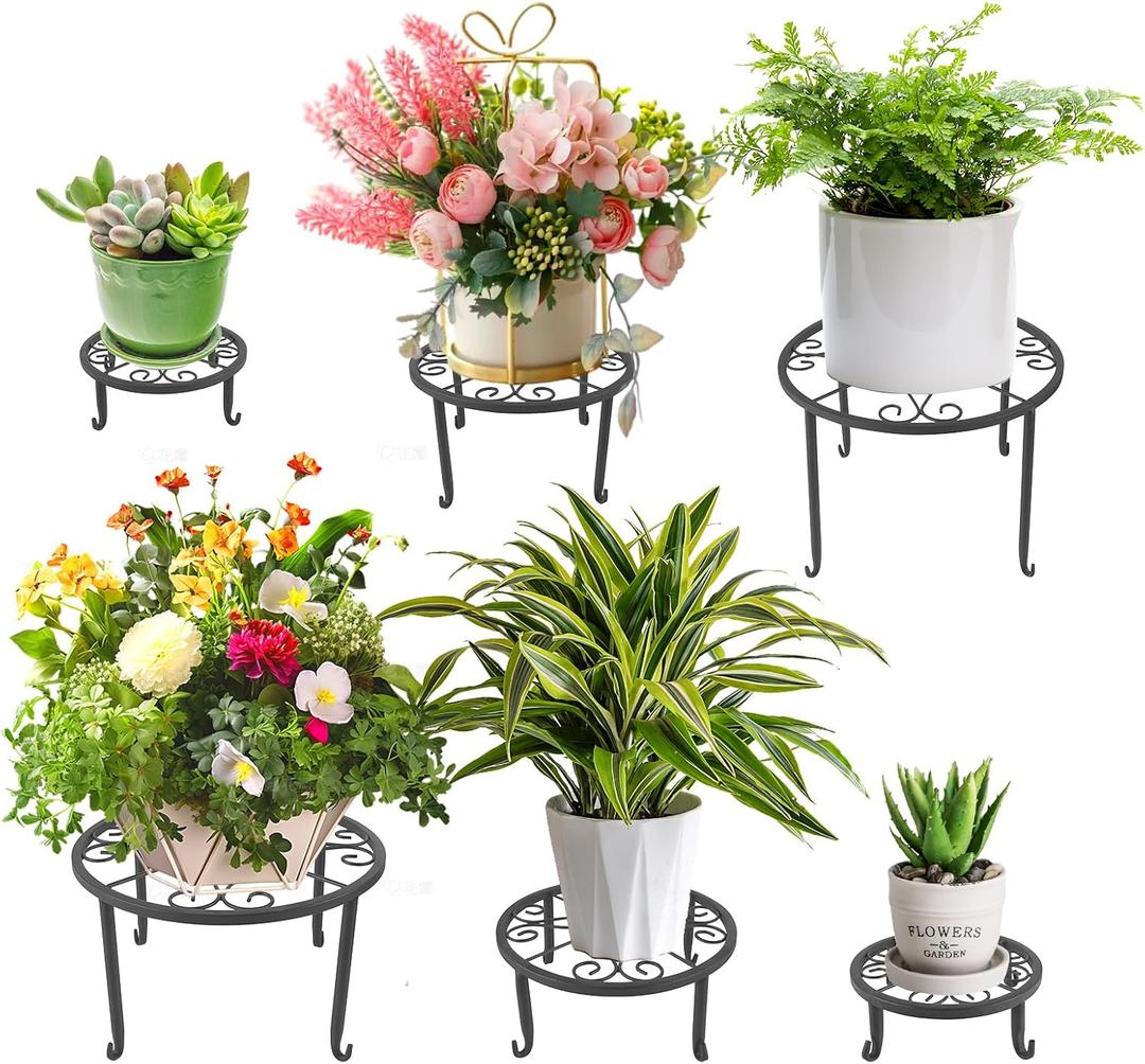 6 Pack Outdoor Plant Stand, Heavy Duty Metal Plant Stand, Flower Pot Stand Indoor Outdoor , Rust Proof Iron Planter Stand, Multi-Size Plant Pot Stands, Pot Stands for Plants Indoor Home Garden Patio