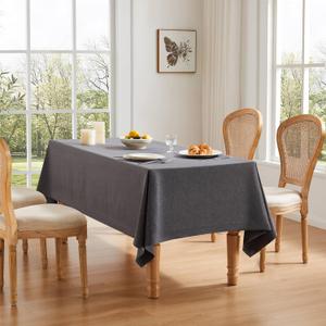 ZeeMart Basic Linen Textured Table Cloth, 60 x 104 Inch Charcoal, Farmhouse Style Dark Grey Rectangle Tablecloth, Wrinkle Resistant Washable Heavy Weight TableCloths